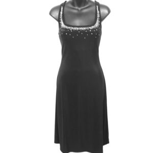 PS black stretchy dress w/rhinestone detailed bust